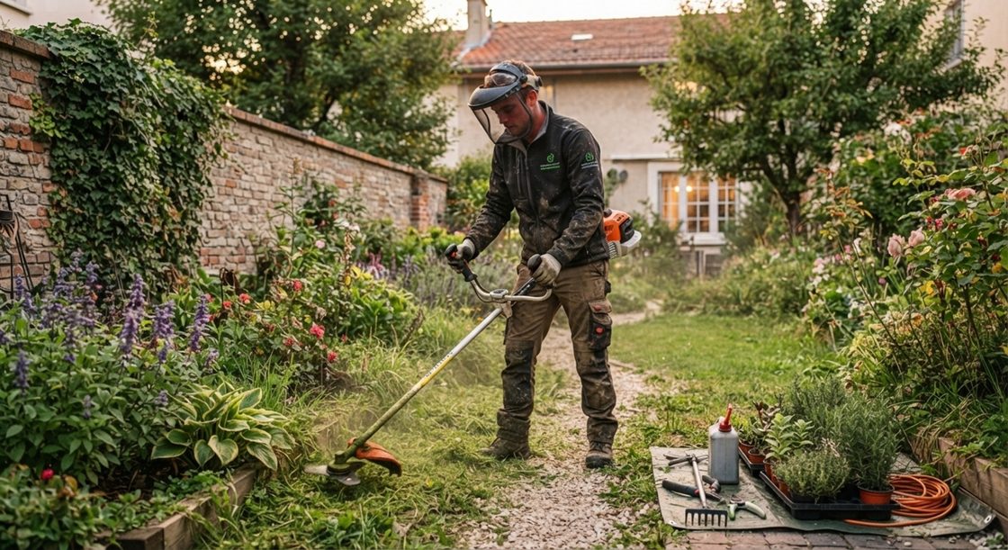 Un étudiant paysagiste au travail